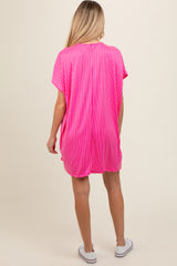 Fuchsia Striped Soft Knit Maternity Dress