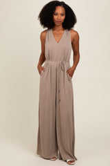 Mocha Racerback Wide Leg Jumpsuit