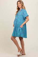 Jade Green Printed Front Tie Maternity Dress