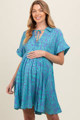 Jade Green Printed Front Tie Maternity Dress