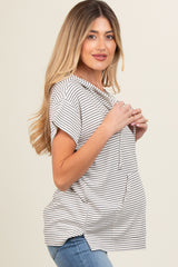 Grey Short Sleeve Maternity Hoodie