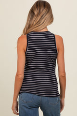 Navy Striped Rib Knit Maternity Tank Top