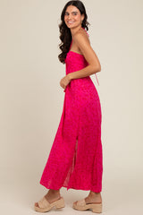 Fuchsia Paisley Print Halter Midi Dress