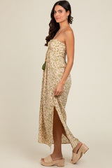 Olive Paisley Print Halter Midi Dress