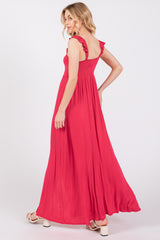 Red Ruffle Strap Maxi Dress