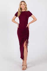 Burgundy Side Slit Maxi Dress