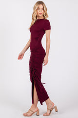 Burgundy Side Slit Maxi Dress