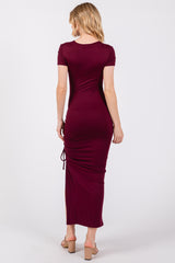 Burgundy Side Slit Maxi Dress