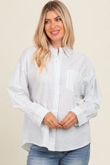 White Striped Maternity Button Down Top