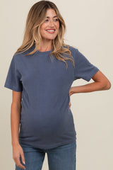 Navy Blue Basic Maternity T-Shirt