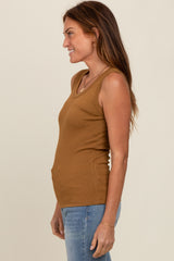 Camel Basic Ribbed Knit Tank