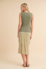 Olive Basic Ribbed Knit Tank