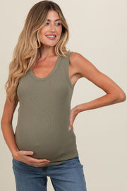 Olive Basic Ribbed Knit Maternity Tank