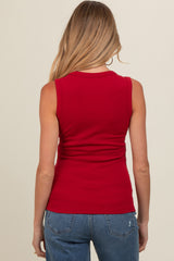 Red Basic Ribbed Knit Maternity Tank