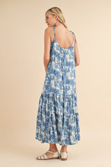 Blue Printed Maxi Dress