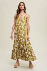 Dark Yellow Printed Maternity Maxi Dress