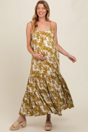 Dark Yellow Printed Maternity Maxi Dress