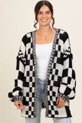 Black Mixed Check Pattern Chunky Maternity Cardigan