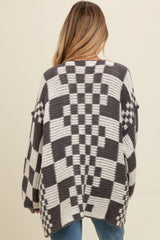 Charcoal Mixed Check Pattern Chunky Maternity Cardigan