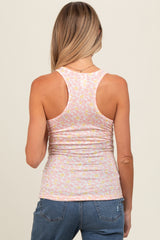 Pink Floral Button Front Maternity Tank Top