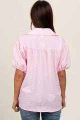 Pink Plaid Button Down Maternity Top