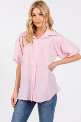 Pink Plaid Button Down Maternity Top