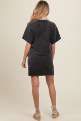 Black Short Sleeve Side Pocket Maternity Dress