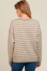 Light Olive Striped Drop Shoulder Maternity Sweater