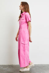 Hot Pink Utility Jumpsuit