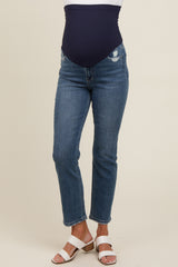 Blue Ankle Slim Straight Maternity Jeans