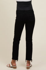 Black Cut Hem Open Knee Straight Leg Maternity Jeans