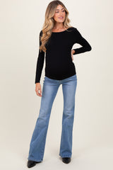 Light Blue Vintage Wash Flare Maternity Jeans