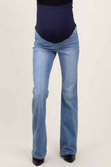 Light Blue Vintage Wash Flare Maternity Jeans