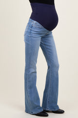 Light Blue Vintage Wash Flare Maternity Jeans