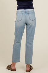 Light Blue Open Knee Straight Leg Maternity Jeans