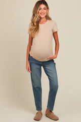 Blue Straight Leg Maternity Jeans