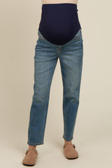 Blue Straight Leg Maternity Jeans