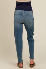 Blue Straight Leg Maternity Jeans