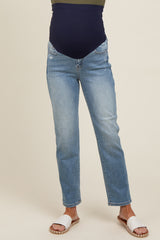 Light Blue Straight Leg Maternity Jeans