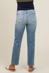 Light Blue Straight Leg Maternity Jeans