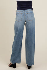 Light Blue Relaxed Wide Leg Maternity Jeans