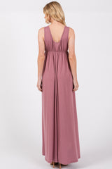 Pink Front Tie Cutout Sleeveless Maxi Dress