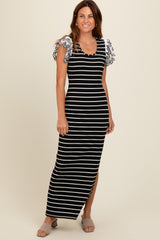 Black Ivory Striped Maxi Dress with Scoop Neck