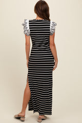 Black Ivory Striped Maxi Dress with Scoop Neck