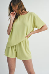 Lime Ribbed Shorts Set