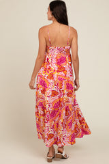 Pink Floral Tiered Maxi Dress