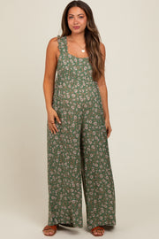 Olive Back Cutout Wide Leg Maternity Jumpsuit