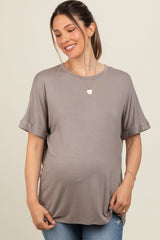 Taupe Relaxed Fit Maternity T-Shirt