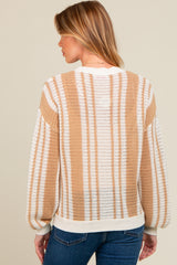 Mocha Striped Front Pocket Maternity Sweater