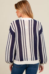 Navy Blue Striped Front Pocket Maternity Sweater